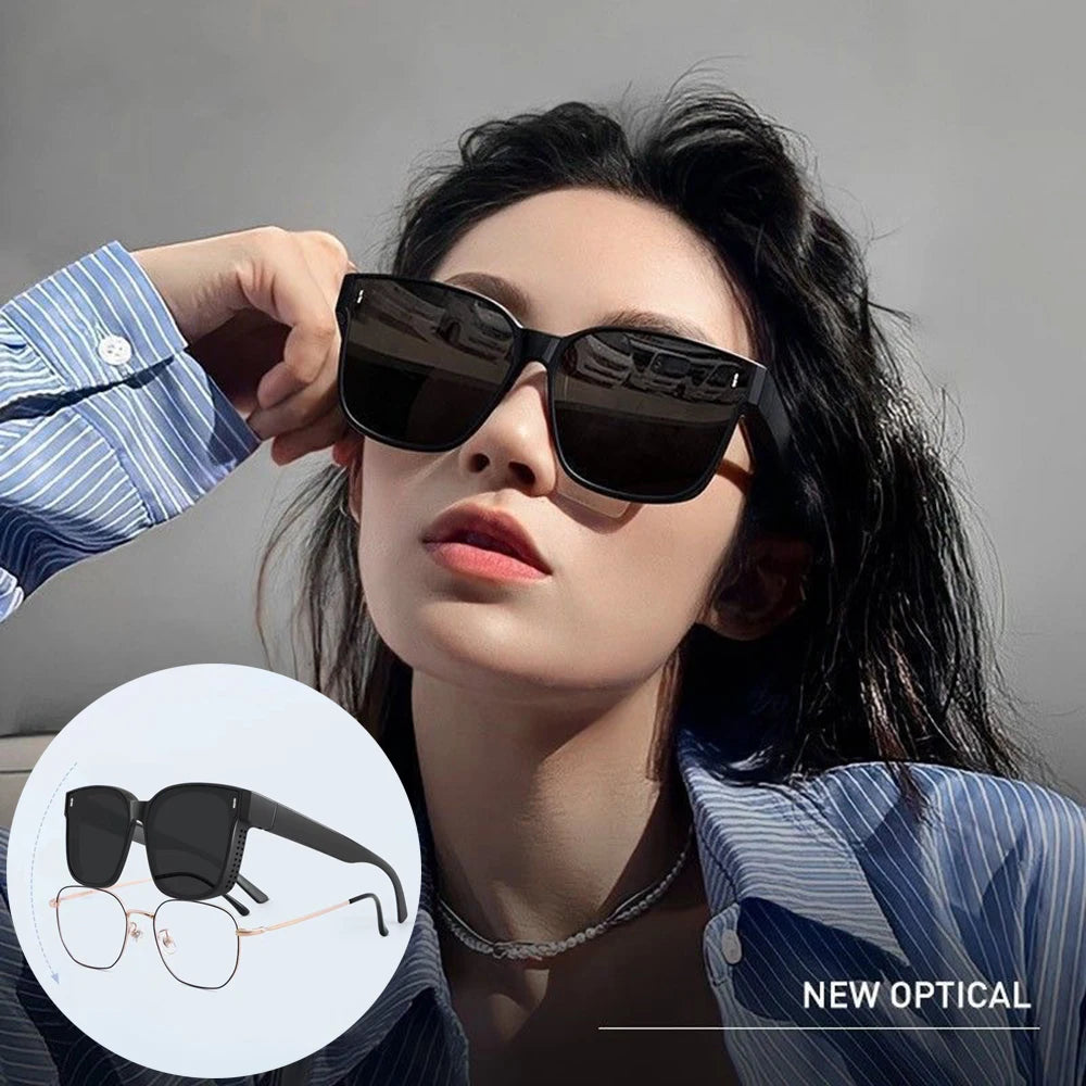 Transfer Sunglasses Unisex Driving Riding Large Frame Square Sun Protection Wrap Around Fit Over Glasses Myopia Specific Goggles
