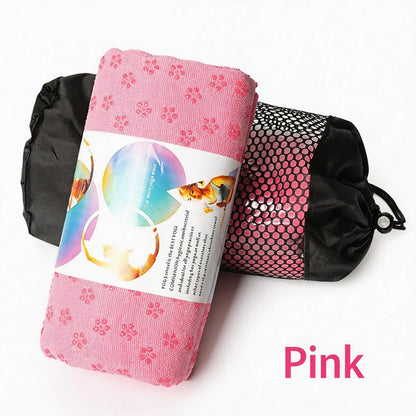 Non Slip Yoga Towel 72"x24" Microfiber Yoga Mat Cover with Silicone Grip Dots, Ultra Absorbent Sweat-Proof Exercise Pilates Blan
