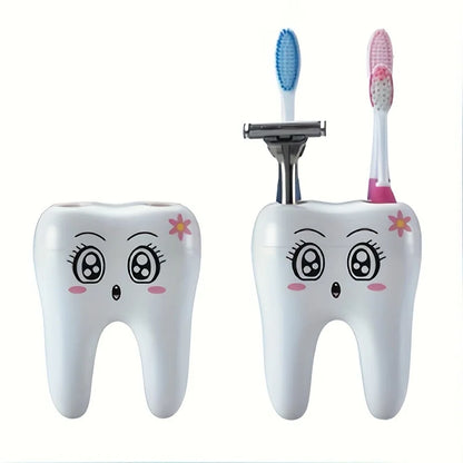 1pc-Cartoon toothbrush companion toothbrush holder, smiling face teeth toothbrush holder, bathroom accessories
