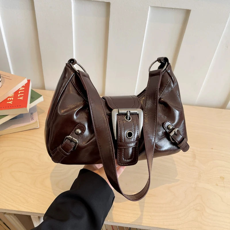 Y2K Retro Pleated Hobo Shoulder Bag for Women Hot Selling Maillard Style Underarm Bag Clutch Handbags for Travel Work Shopping