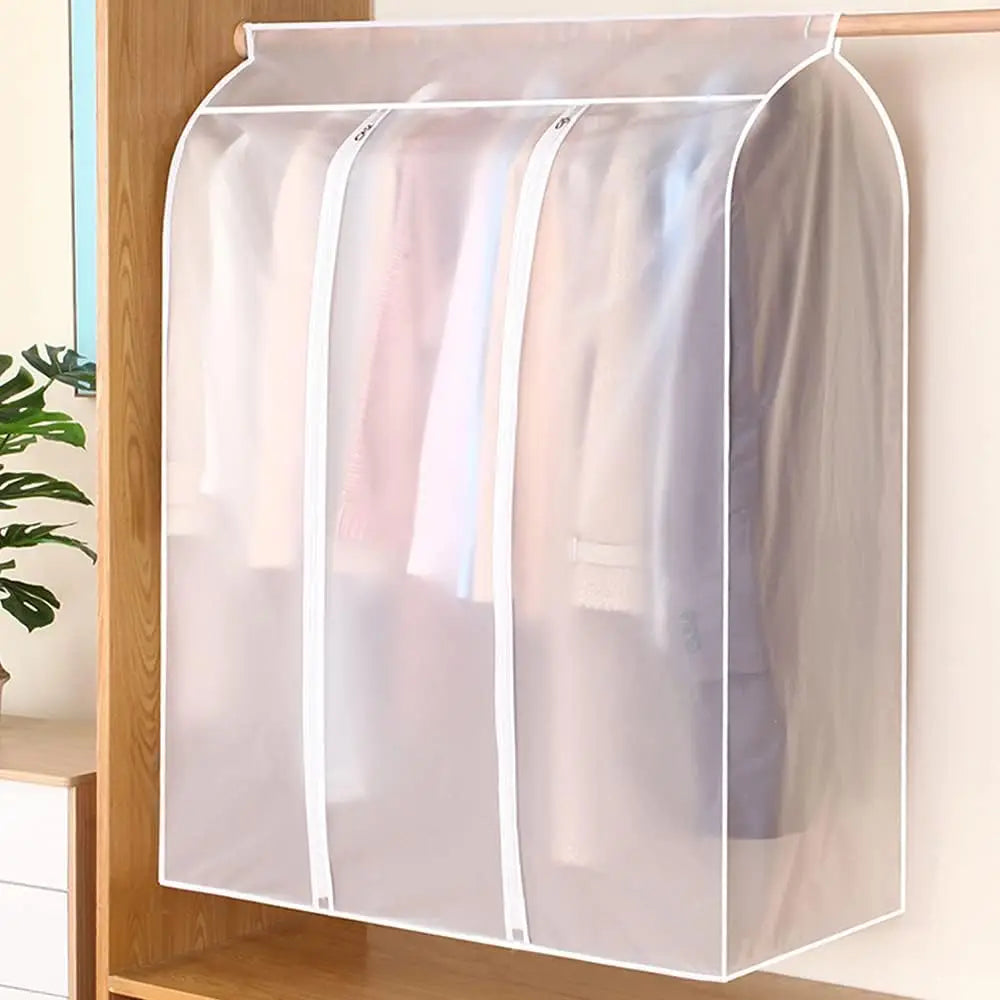 Garment Bags for Hanging Clothes Large Translucent Frosted Garment Rack Cover Bags with Zipper Polyethylene Materia
