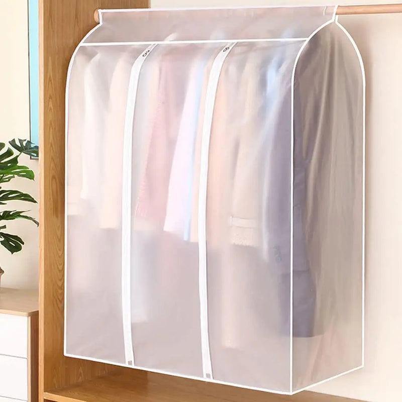 Garment Bags for Hanging Clothes Large Translucent Frosted Garment Rack Cover Bags with Zipper Polyethylene Materia
