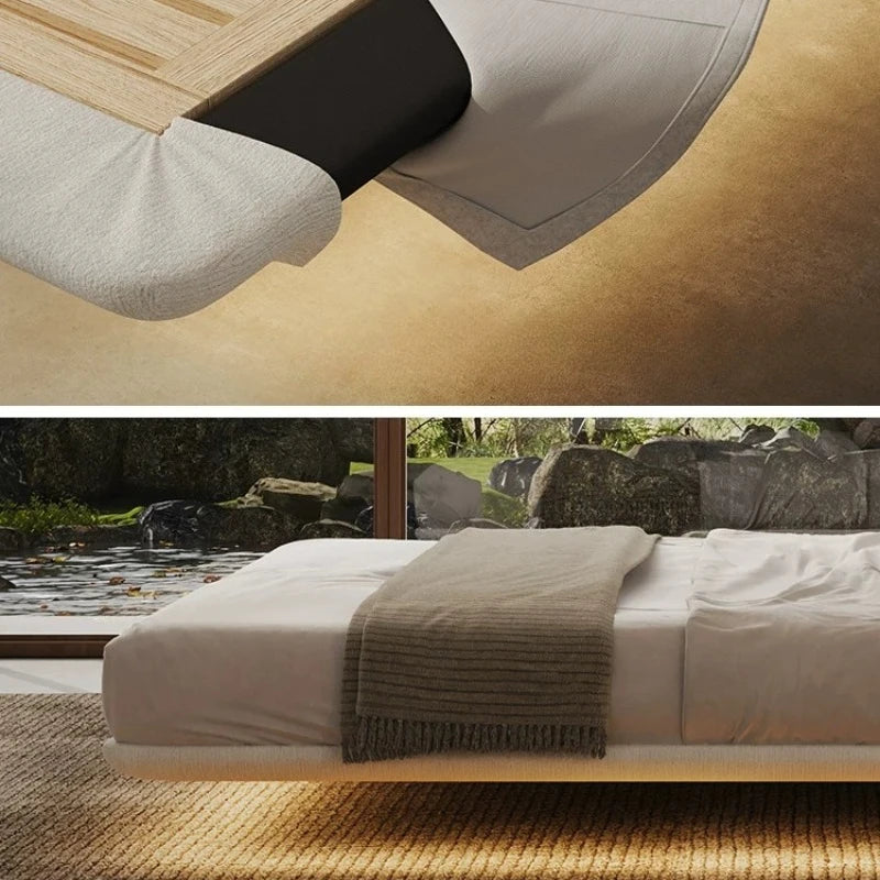 Home lit 150x200 180x200 200x220cm Fabric Suspension Bed 2 people Modern Minimalist double bedroom beds and bed frames furniture