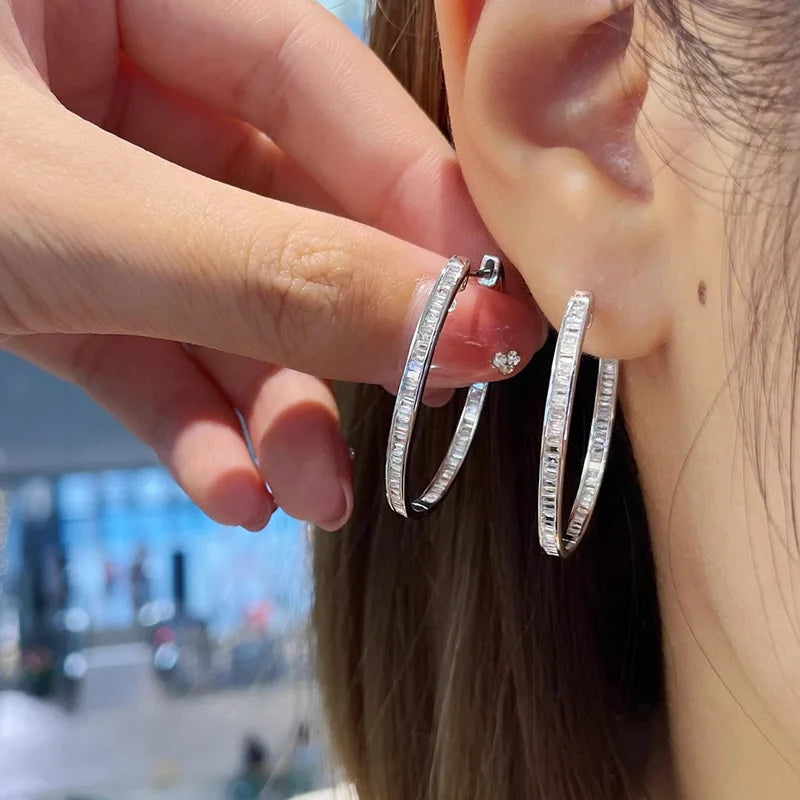 European and American Dazzling Inlaid Earrings for Women, Simple and Minimalist, Personalized and Niche Design Accessories
