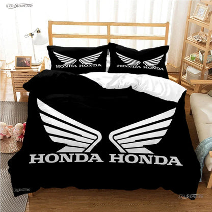 HRC-HONDA Motorcycle logo Duvet Cover Comforter Bedding sets Soft Quilt Cover and Pillowcases for Teens Single/Double/Queen/King