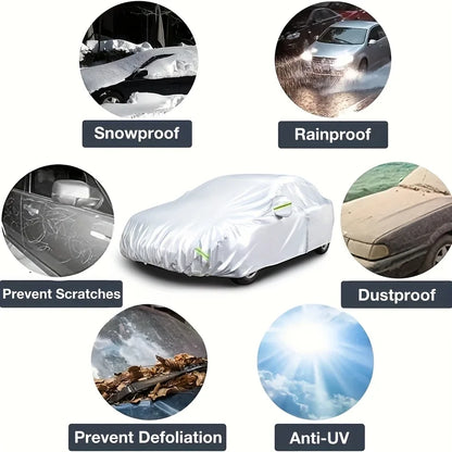 Car Cover Protect Outdoor Exterior Anti Sun Snow UV Winter Summer SUV Sedan Auto Sunshade Dustproof Waterproof Black Silver