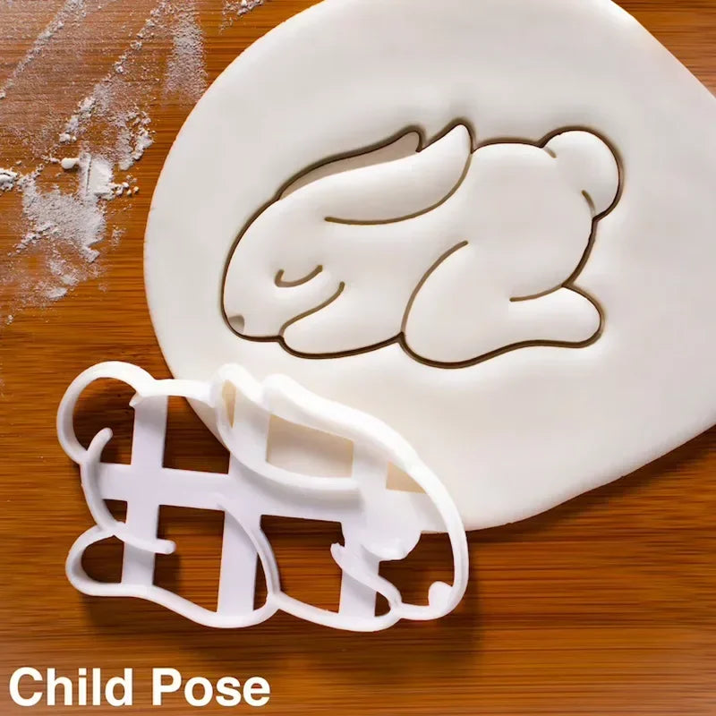 Easter Cookie Cutters Cute Yoga Rabbit Egg Plastic Cookie Embossed Molds DIY Baking Cakes Decorations Tools Kitchen Accessories