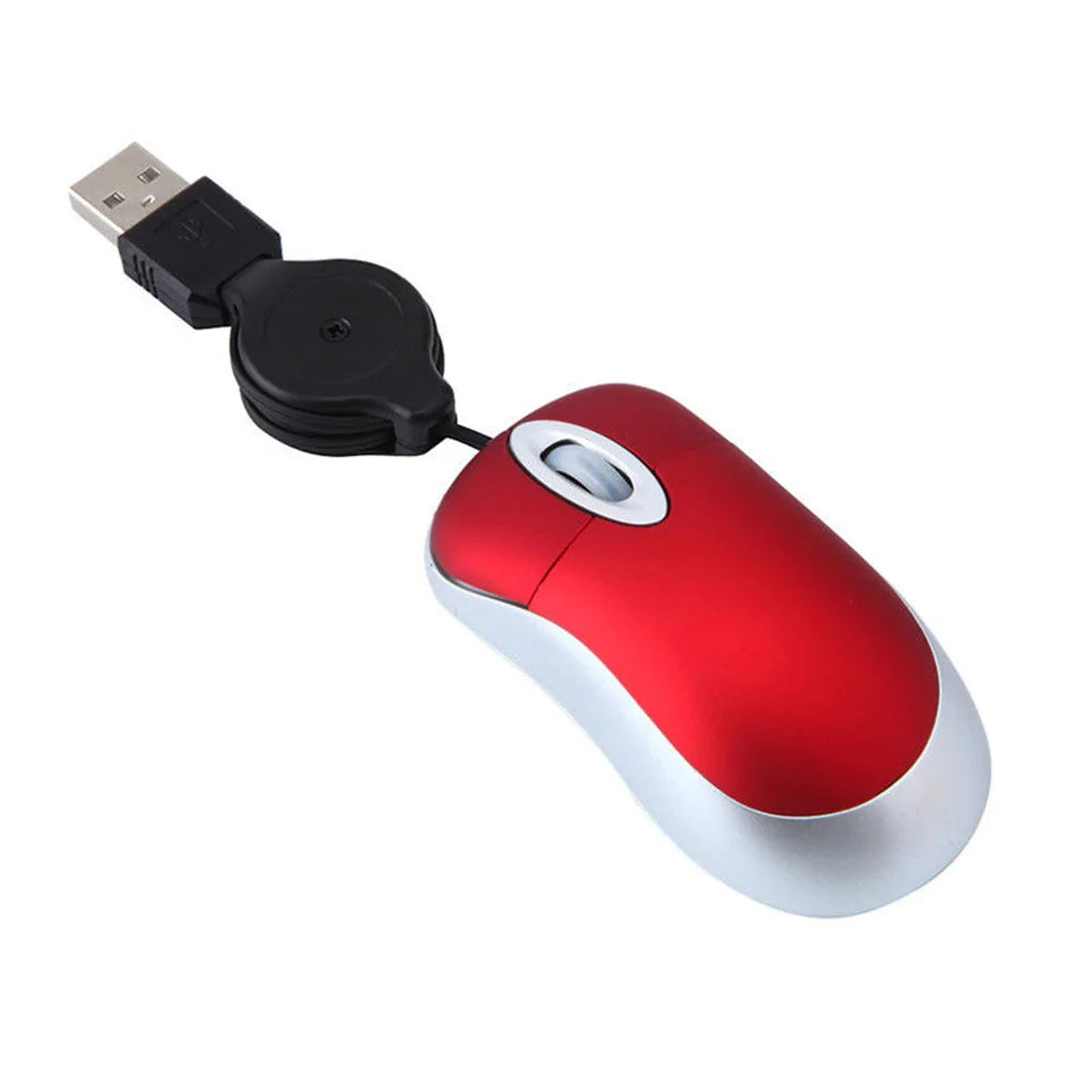 Computer Mouse Wired Small Hand Retractable USB Cable Gaming Mice Purple