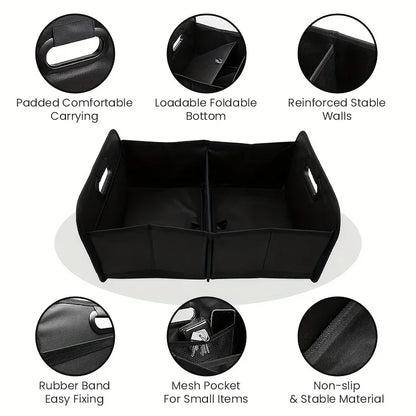 Car Trunk Organizer, Collapsible Compartment Car Organizer, Space-Saving, Foldable Waterproof for All Cars, SUVs, Mini-Vans