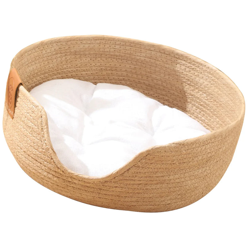 Pet Sleeping Nest Woven Cat Bed for Summer Cool Comfortable Resting Place for Cats Small Dogs Easy to Clean Design