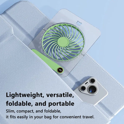 Lenovo Foldable Table Fan for Home Rooms Compact Mini Portable Digital Display 199-Speed Stepless Adjustment USB-Rechargeable
