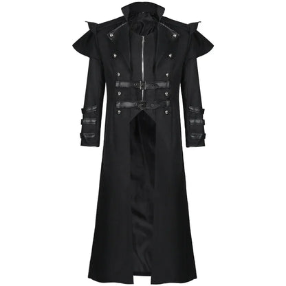 Men Medieval Gothic Trench Long Coats Court Costume Retro Casual Women Button Zipper Loose Party Bloodsucker Clothing