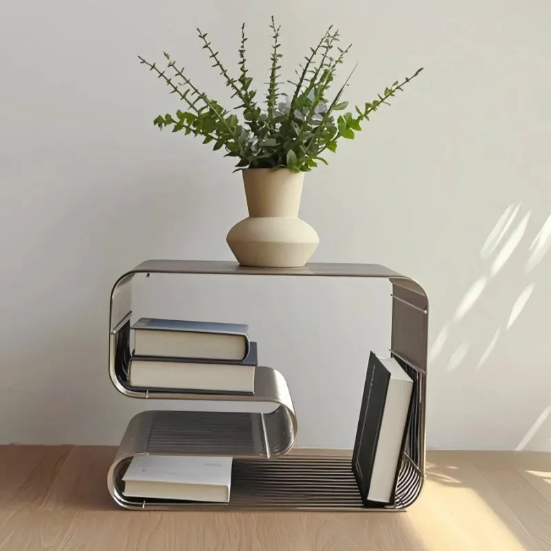 Modern Scandinavian Metal Coffee Table Sleek Minimalist Side Table with Storage for Living Room Furniture for Magazines And Book