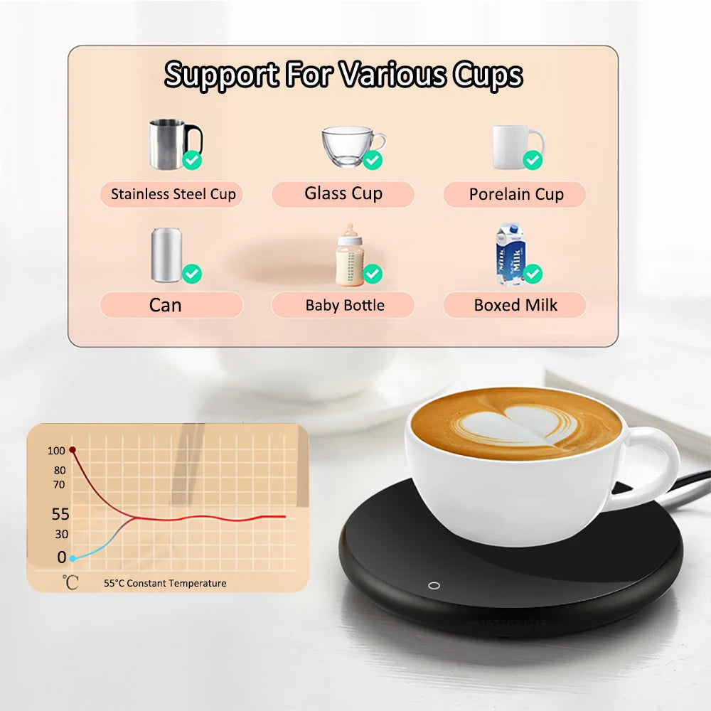 Cup Warmer USB Mug Warmer Coffee Cup Heater Electric Milk Tea Cup Warmer Heater Coaster For Home Office Desk USB Glass Heater