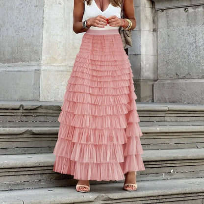 Women Skirts Y2k Cake Skirt A Line Tight High Waist Long Elegant Slim Fit Maxi Party Elegant Casual Temperament Summer 2024