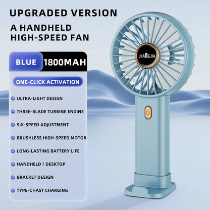 Portable, handheld, rechargeable personal fan, phone stand model, 5-speed powerful cool fan, mini handheld fan.