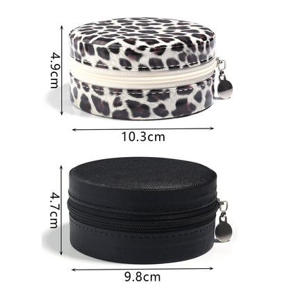 1 Pc PU Leather Jewelry Box Round Jewelry Organizer Case Multicolor Portable Necklace Earrings Rings Display Mini Storage Box