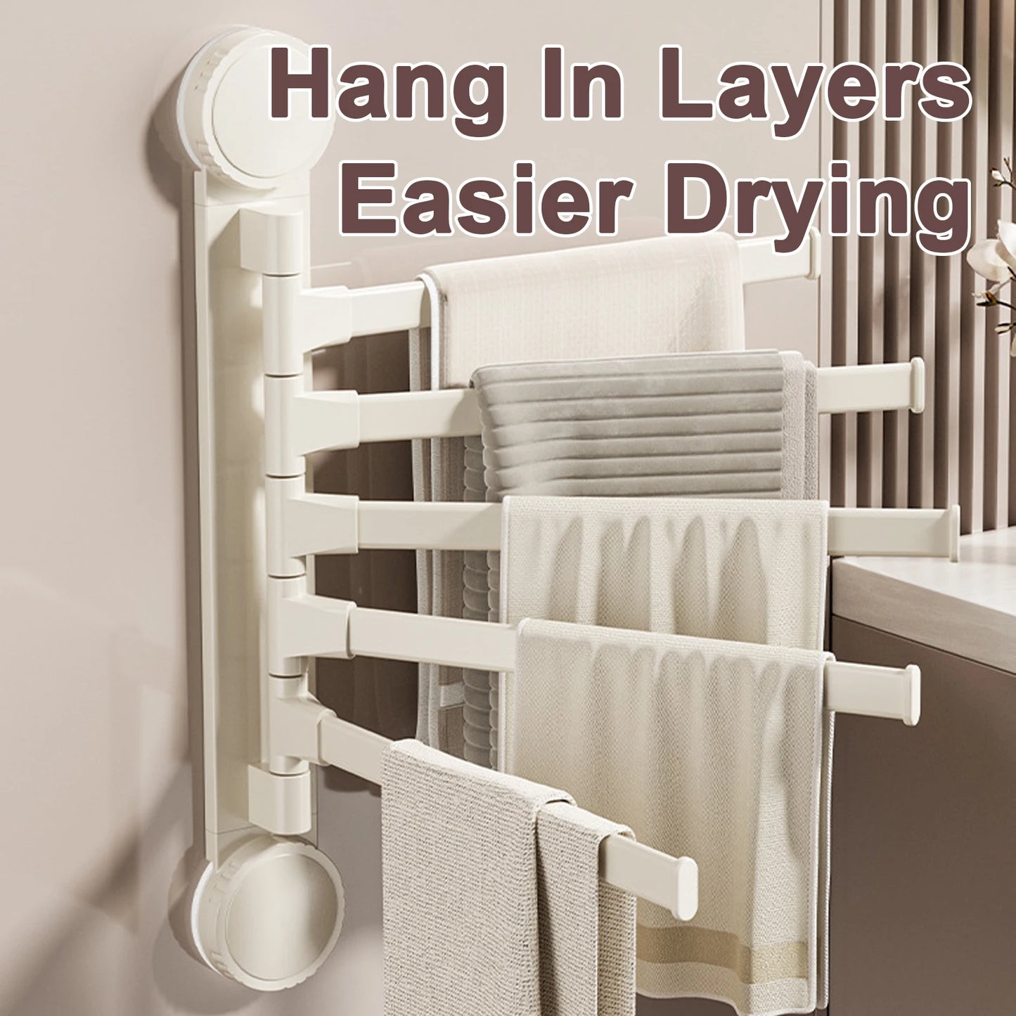 Towel Rack Rotatable Towel Holder Aluminum 2/3/4/5-Bar Towel Hanger Kitchen Bathroom Hanging Wall Mounted Suction Cup