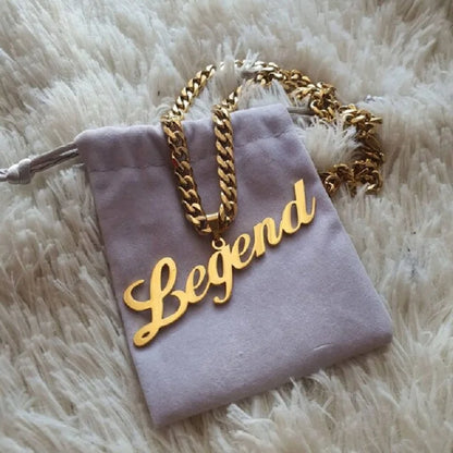 Custom Movable Big Name Pendant Necklace Stainless Steel Cuban Chain Nameplate Personalized Necklace For Women Fashion Jewelry
