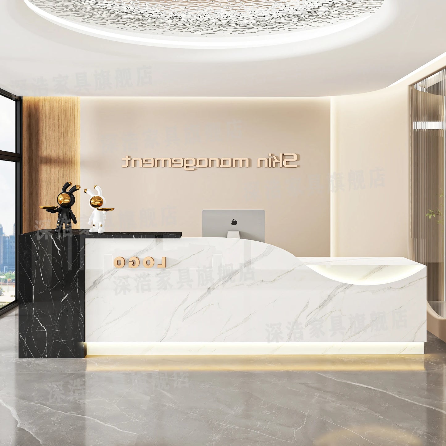 Customized Equipment Reception Desk Beauty Simple Creative Aesthetic Reception Desks Trendy Luxury Mostrador Office Furniture