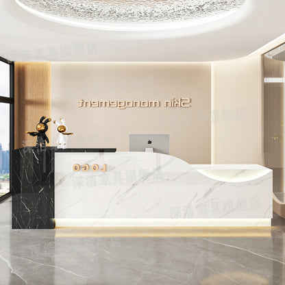 Customized Equipment Reception Desk Beauty Simple Creative Aesthetic Reception Desks Trendy Luxury Mostrador Office Furniture
