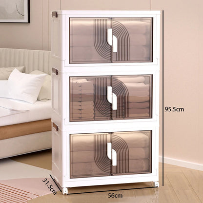 Folding Storage Box Multifunctional Transparent Storage Bins Clothes Toy Makeup Organizer Boxes Bedroom Organizers Box with Lid