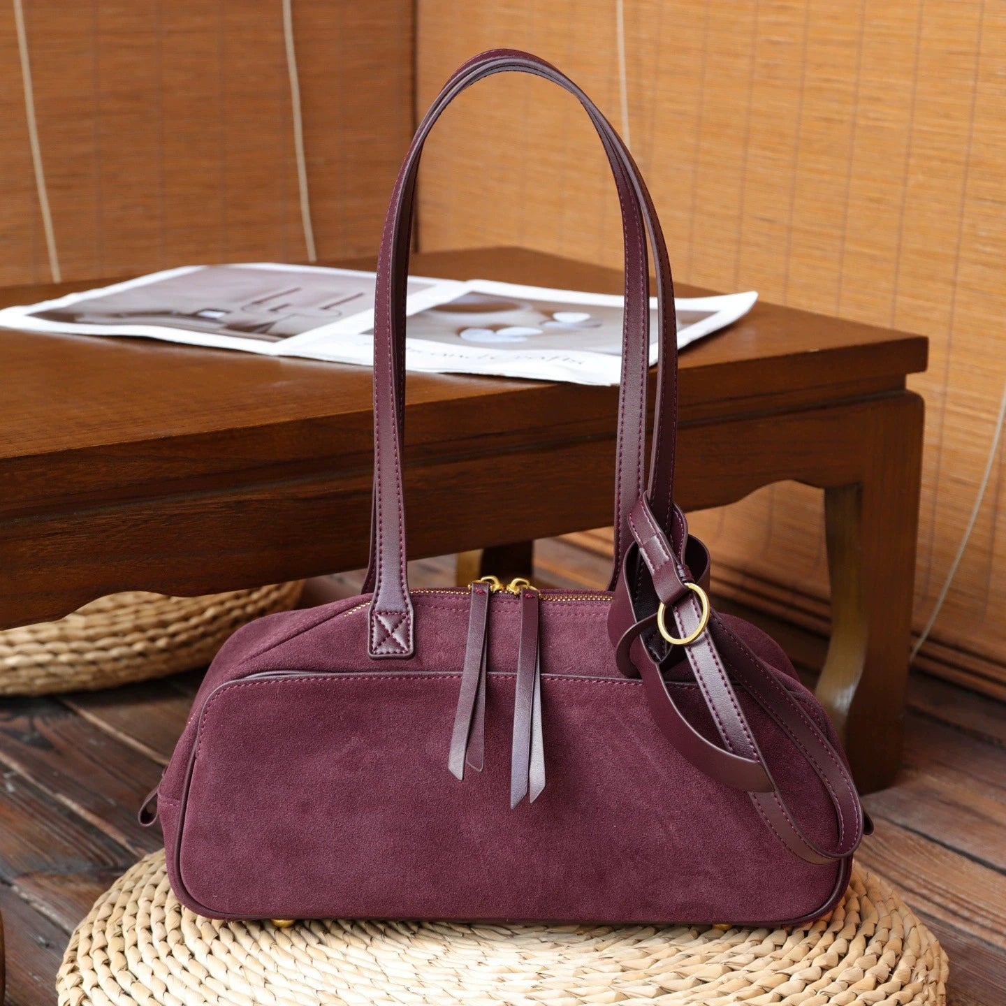 2026 Newest Women Pillow Bag Suede Genuine Leather Shoulder Bags Luxury Designer Female Large Underarm Bag Versatile Bags Coffee