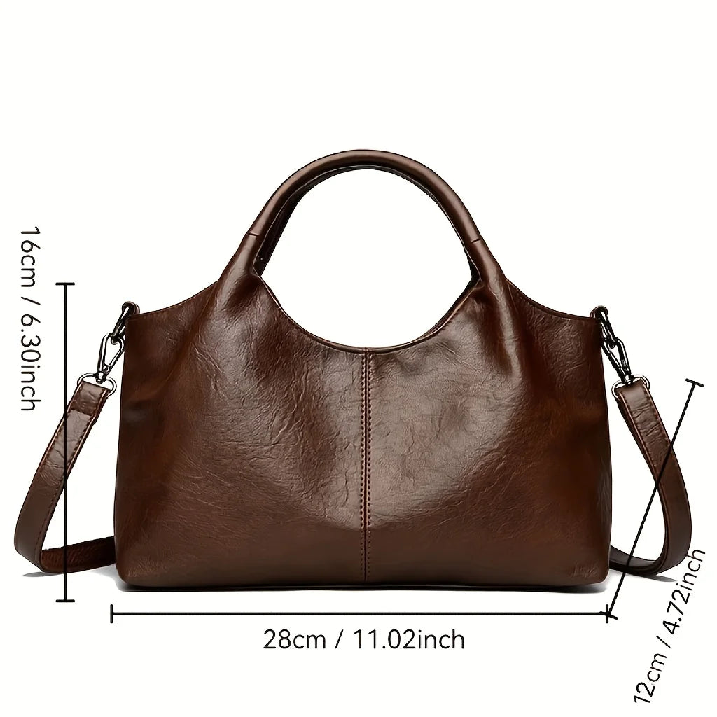 Women's Handbag, Large Capacity Elegant Detachable Crossbody & Handheld Shoulder Bag with Golden Tone Hardware, Zipper Closure