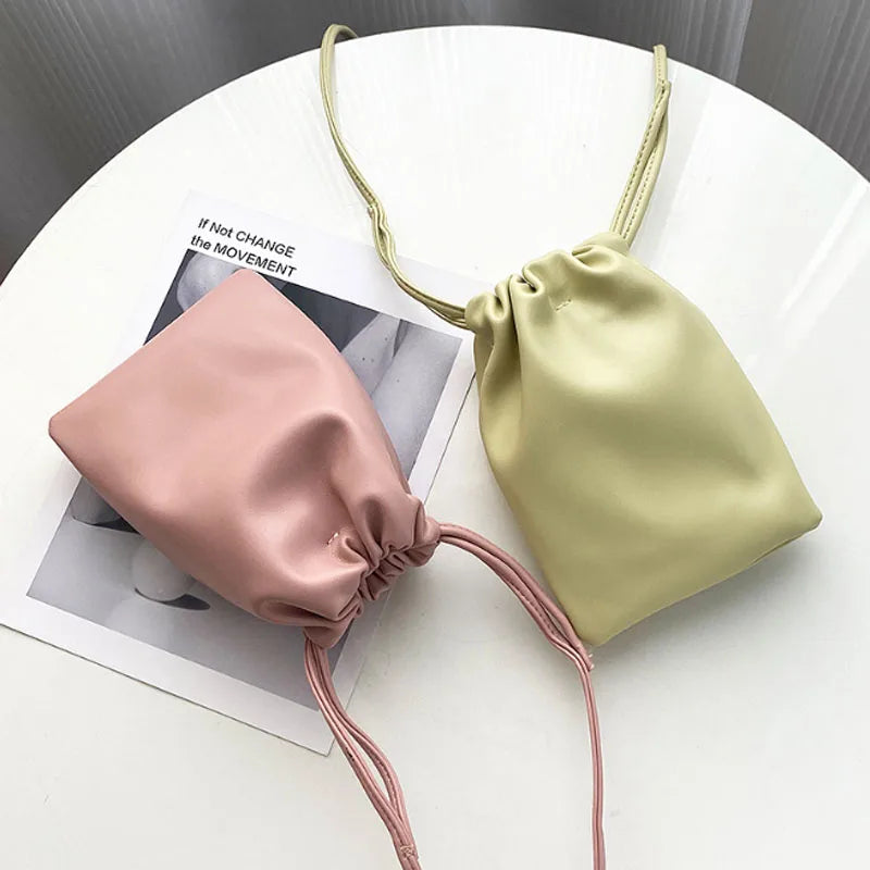 New mobile phone bag women's bag fashionable simple small lucky bag single shoulder crossbody bucket bag drawstring small bag