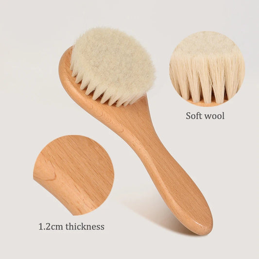Baby Care Beech Wooden Handle Brush Newborn Infant Comb Head Massager for Baby Shower Pure Natural