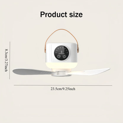 2026 New Portable Rechargeable Ceiling Fan Wireless USB Hanging Fan for Student Dorm Bed Outdoor Camping