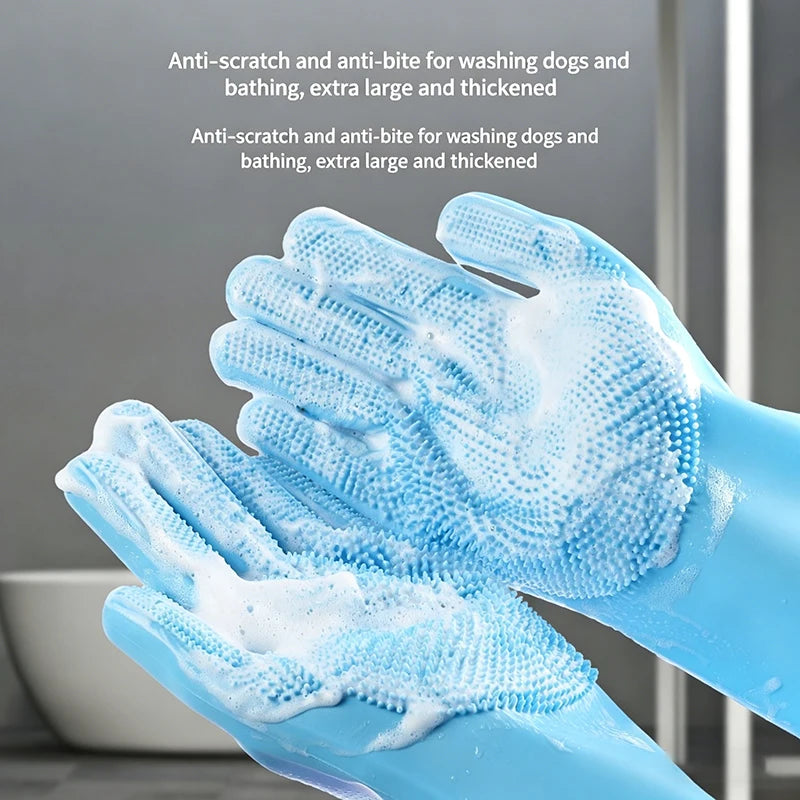 Pet Bath Glove Soft TPR Massage Grooming Mitt Dog Cat Shower Brush Hair Remover Cleaning Glove