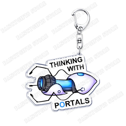 Popular Video Game Keychains for Accessories Bag Glados Aperture Laboratories Science Keyrings Jewelry Gamer Fans Gaming Gifts