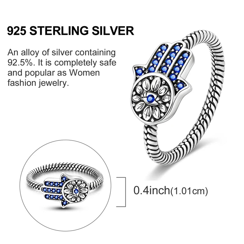 Hot Sale 925 Sterling Silver Ring Eye Plam Frefly Stars Heart Rings For Wedding Women Girls Jewelry Anniversary
