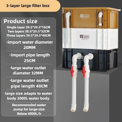 External Aquarium Fish Tank Filter System Water Circulation Filter Bucket Fish Pond Filter Box Outside Pet Accessories Equipment