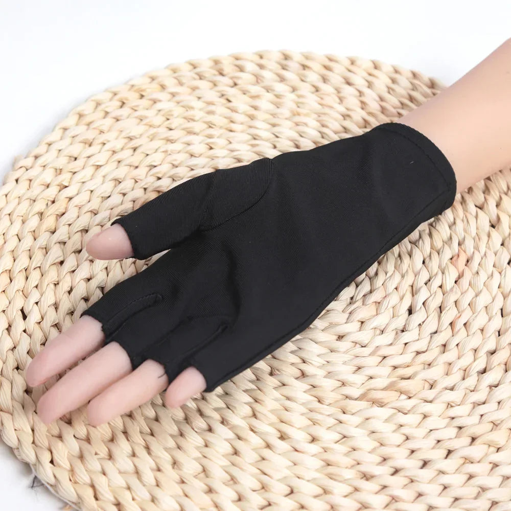 1Pair Sunscreen Protection Fingerless Gloves Women Arm Cool Summer Breathable Thin Mittens Half Finger Sleeves Black White Beige