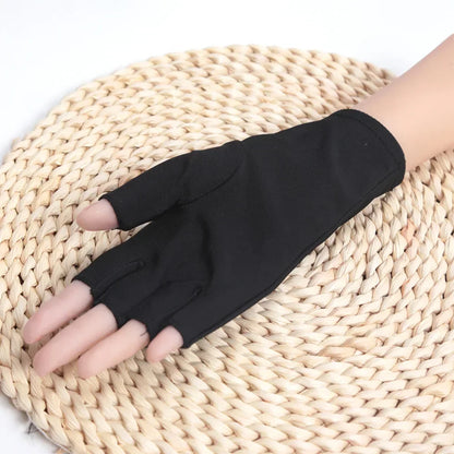 1Pair Sunscreen Protection Fingerless Gloves Women Arm Cool Summer Breathable Thin Mittens Half Finger Sleeves Black White Beige