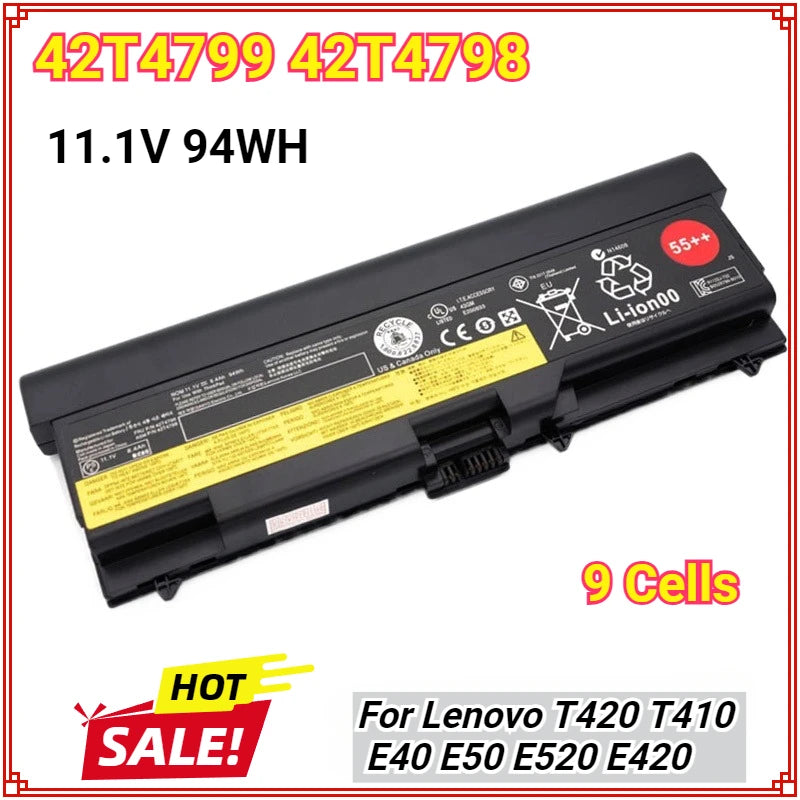 42T4798 42T4799 Laptop Battery for Lenovo ThinkPad E40 E50 E420 E520 T430 T420 T410 SL410K SL510 T510 W510 E520 L410 L512 55++