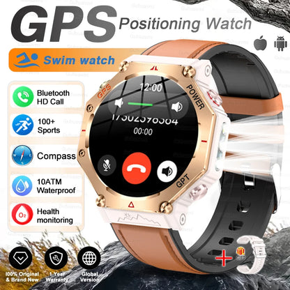 T-Rex 3 Ultra Military Grade GPS Smart Watch 10ATM Waterproof Compass Altimeter Barometric AMOLED Men HD Call Sports Smartwatch