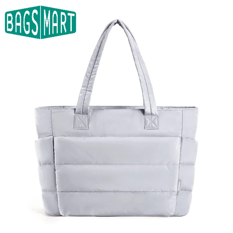 BAGSMART Tote Bag Large Capcity Women's Bags Puffer Padded Handbag For College School Portable Commuting Leisure Travel Pouch