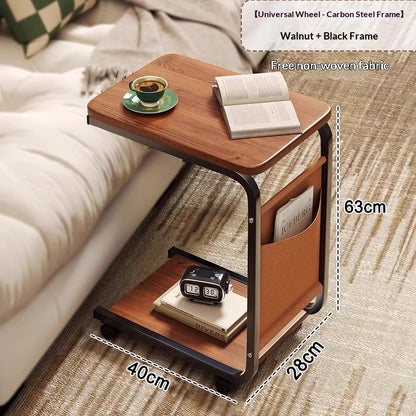 Modern Mobile Coffee Side Table Bedside Nightstand Small Rolling Height Adjustable Sofa End Table Metal Table Furniture Home