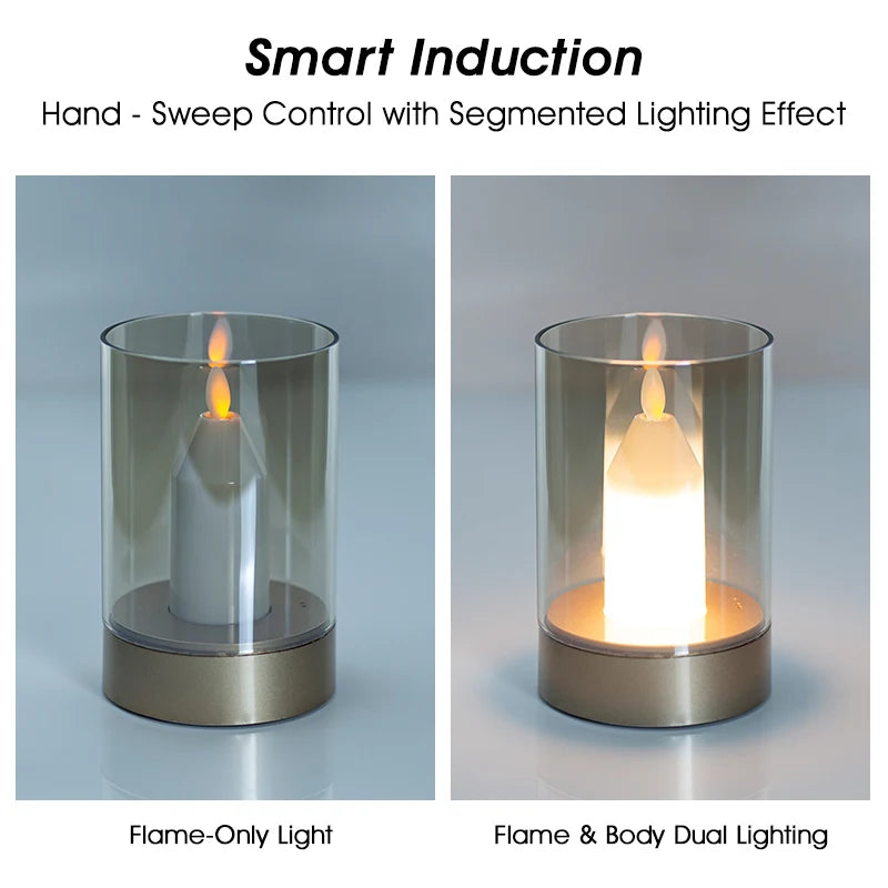 LED Candles Light Rechargeable Motion Sensor Dimmable Flameless Electric Candles Night Light Wedding Party Christmas Decor gift