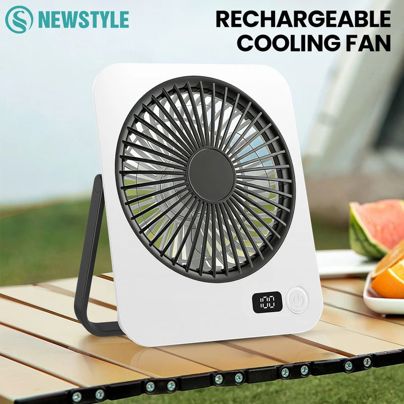Portable Foldable Desk Fan with LED Display and 5-Speed Adjustable USB Rechargeable Silent Mini Fan For Outdoor House Table Fans
