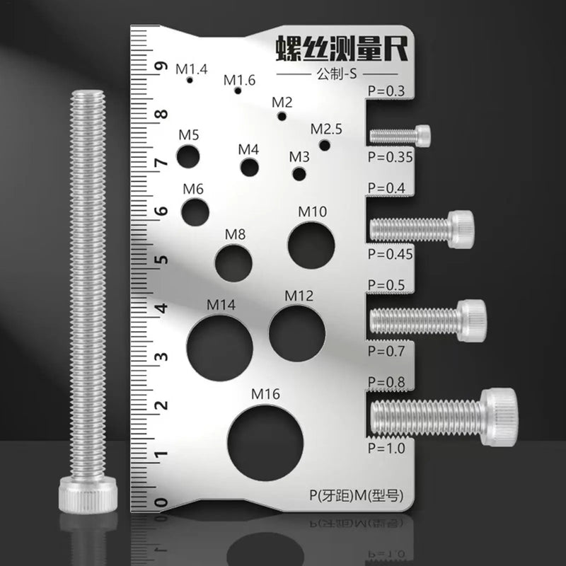 Thread Checker Screw Measurement Ruler Stainless Steel Caliper Metric Gauge Tool For Measuring Screw Pitch Bit Bolt Nut Screw