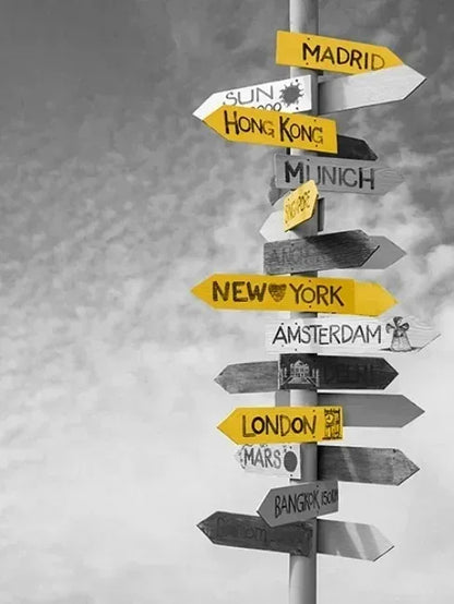 Black and White Europe Landscape Picture Home Decor Nordic Canvas Painting Wall Art Yellow Scenery Posters for Living Room Decor