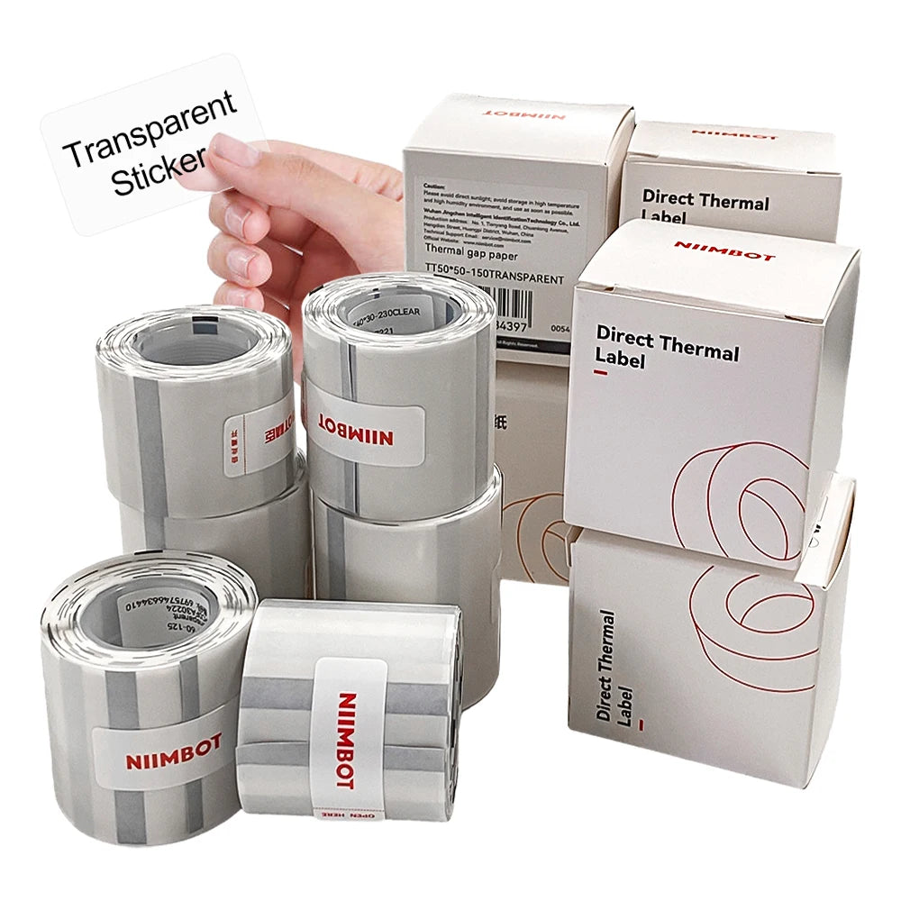 Niimbot Clear Sticker Thermal Paper Transparent Self-Adhesive for B1 B21 Label Maker Round Flower Pattern Waterproof Single Roll