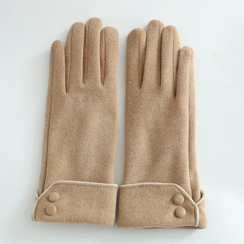 1 Pair of Women's Warm Gloves, Suitable for Women, with Velvet Lining, Windproof and Cold-Resistant, Available in Multiple Colors, Elegant and Stylish Gloves