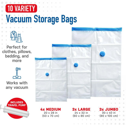 Vacuum Storage Bags, 15-Pack Space Saver Vacuum Storage Bags, Vacuum Seal Bags for Clothing, Clothes, Comforters and Blankets