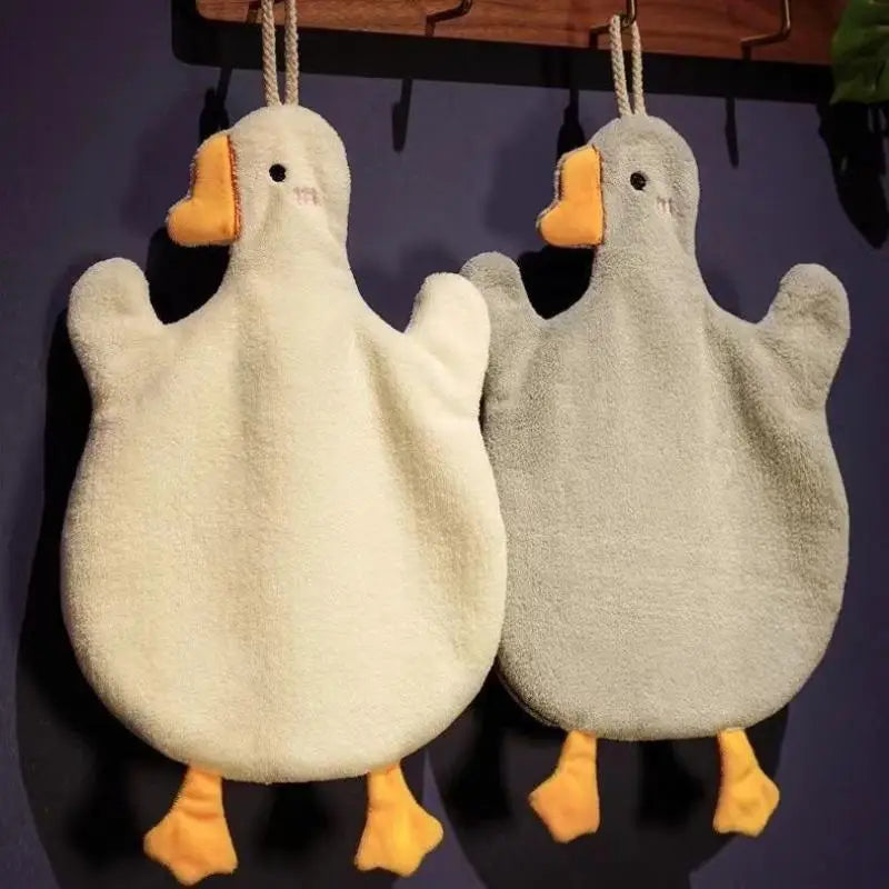 1PC Cartoon Goose Hand Towel - Water Absorbing Hanging Kitchen & Bathroom Towel for Home Essentials