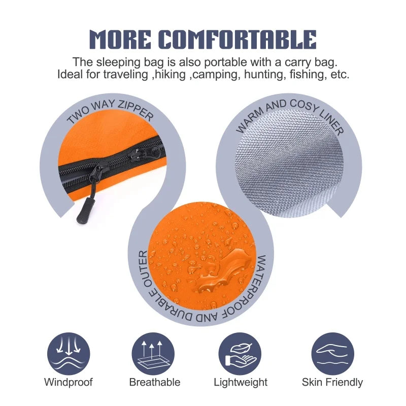 Camping supplies Ultra Lightweight Envelope Sleeping Bag for Adults Camping Hiking Beach Travel Compact Warm Sleep Mat 190x75cm